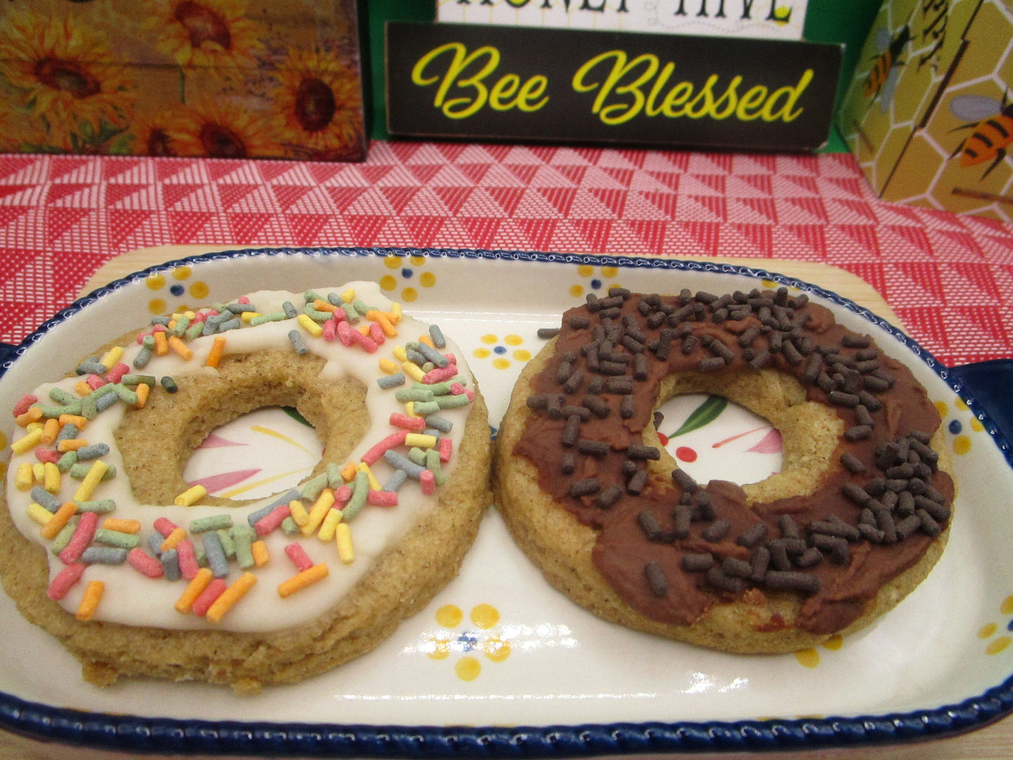 Sugar Free Iced Cookies, Donut, Gluten Free, Dairy Free, Egg Free, Nut Free, Vegan, Erythritol Free, Birthday, Gift, Chocolate, Sprinkled