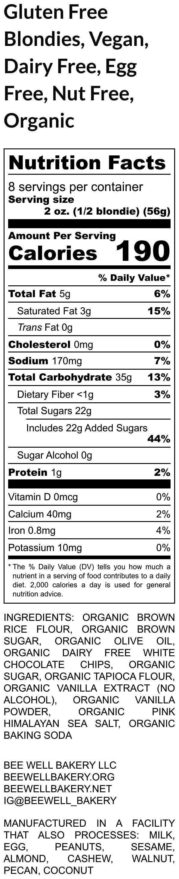 Blondies, Gluten Free, Vegan, Dairy Free, Egg Free, Nut Free, Dessert Bars, Mother's Day Gifts, Snacks, Birthday Party, Memorial Day Sweets