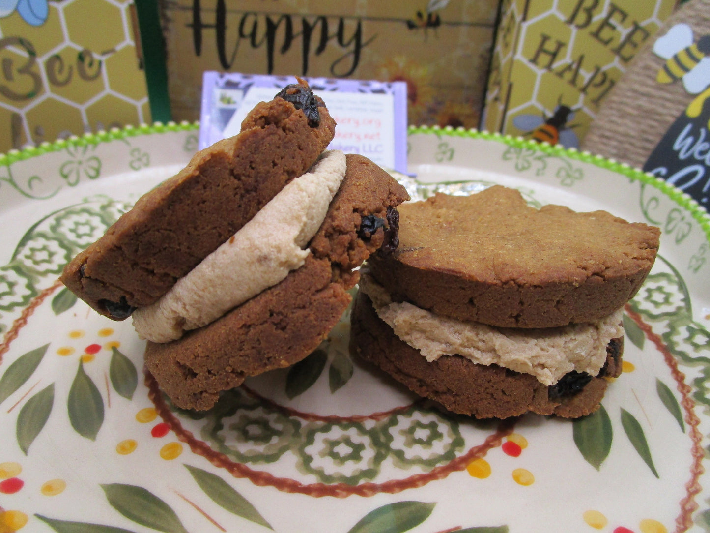High Protein Cookie Sandwich, Gluten Free, Dairy Free, Vegan, Anabolic, Cinnamon Raisin, Creme Pie, Fitness Dessert, Post Work Out Snack