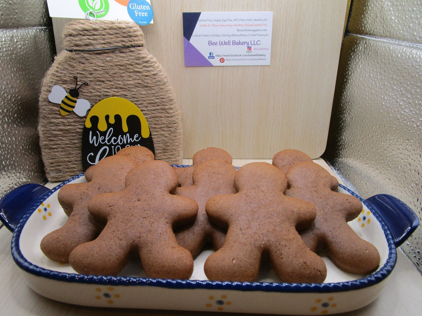 Sugar Free Gingerbread Cookies, Gluten Free, Dairy Free, Vegan, Egg Free, Nut Free, Holiday Gift, Cookie exchange, Secret Santa, Low Carb