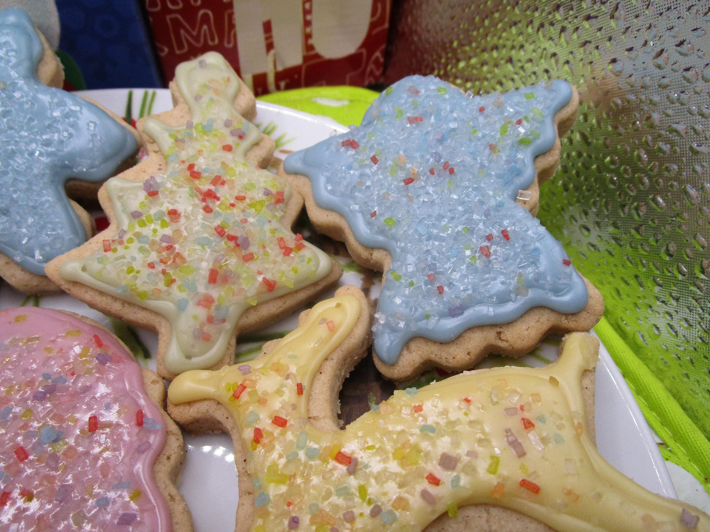 Sugar Free Cookies, Iced, Christmas, Gluten Free, Egg Free, Dairy Free, Vegan, Nut Free, Holiday Gifts, Low calorie, Healthy Snack