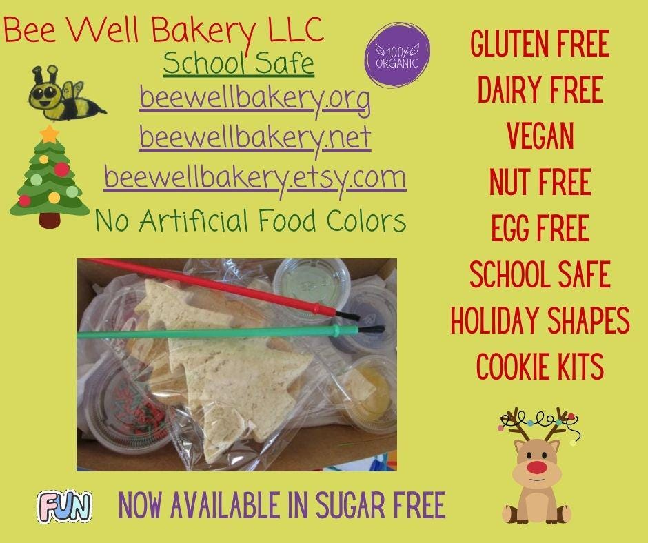 Gluten Free Cookie Kit, Christmas Shapes, Dairy Free, Egg Free, School Safe, Peanut Free, Cookie Decorating, Candy Cane, Santa, Bells, Tree