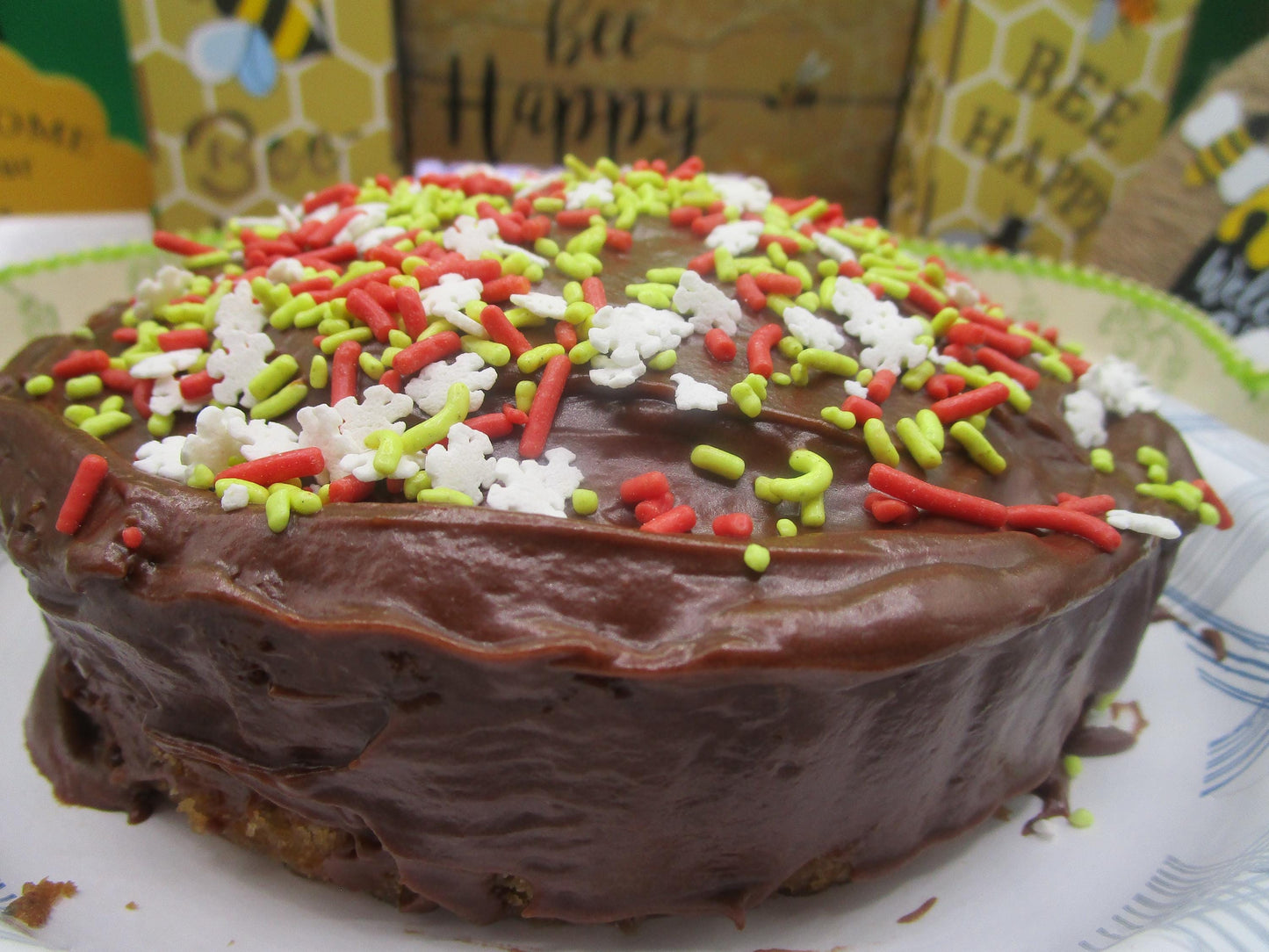 Birthday Cake, Individual 7-inch, Gluten Free, Dairy Free, No refined Sugar, Vegan, Nut Free, Soy Free, Vanilla Chocolate, Natural Sprinkles