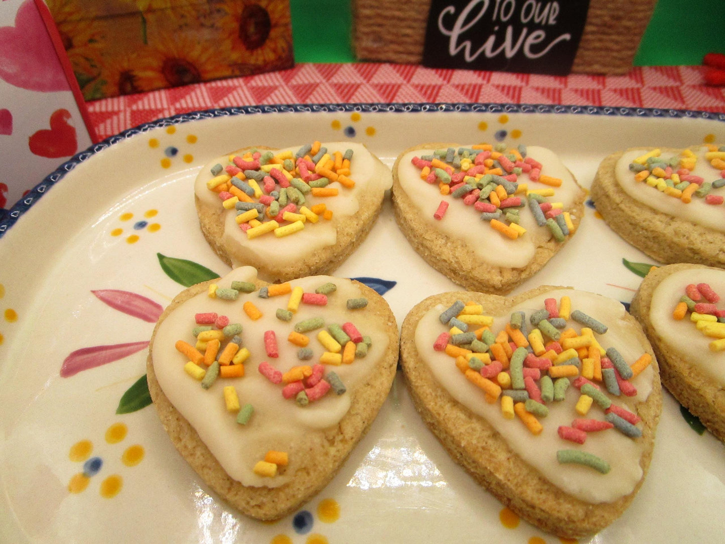 Sugar Free Cookies, Iced, Hearts, Gluten Free, Egg Free, Dairy Free, Vegan, Nut Free, Valentines Day Gifts, Low calorie, Healthy Snack, LOVE