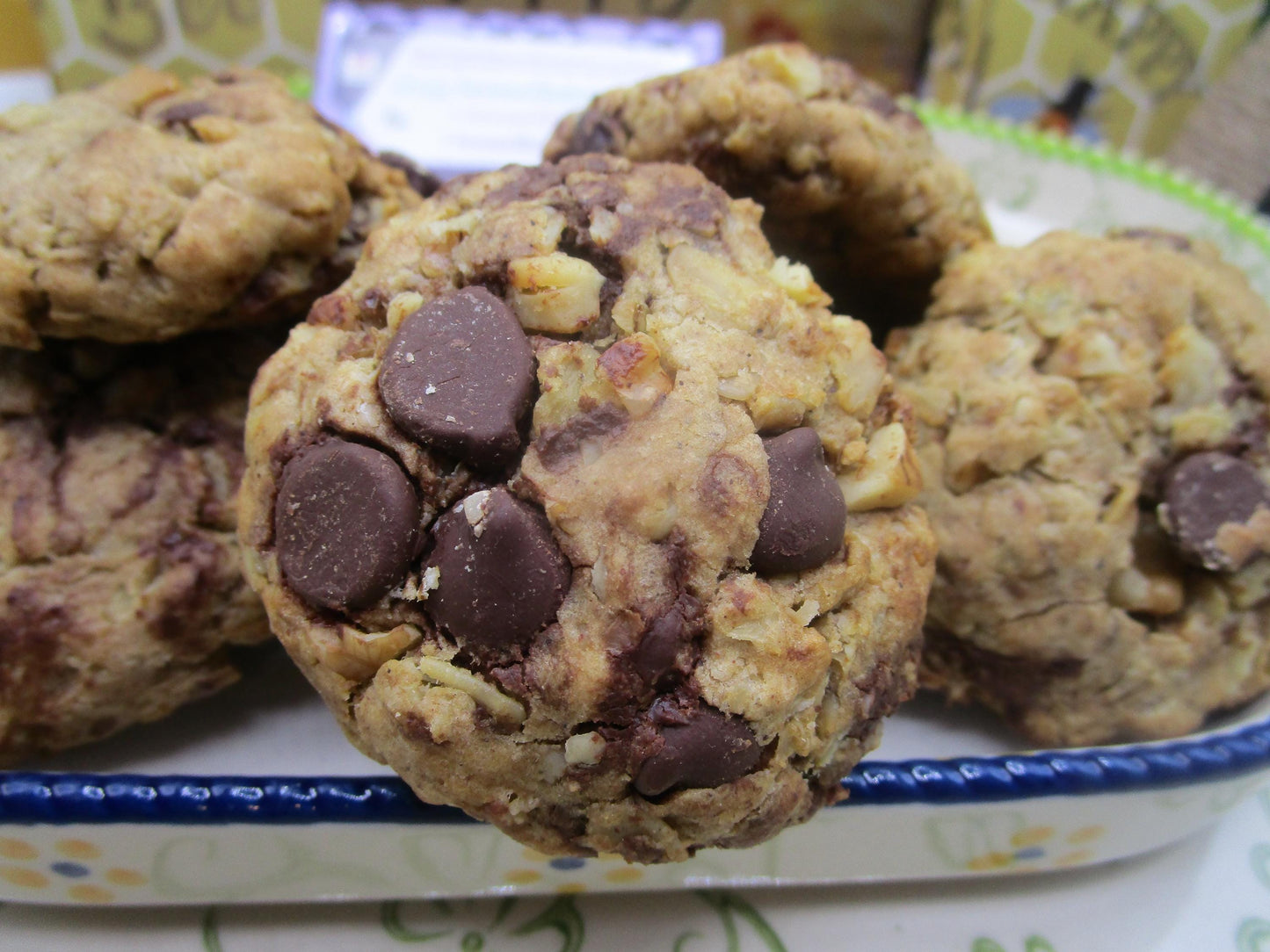 Sugar Free Dark Chocolate & Walnut Oat Cookies, Dairy Free, Egg Free, Vegan, Low Fat, Birthday Gift, Valentines Day, Low Calorie Snacks