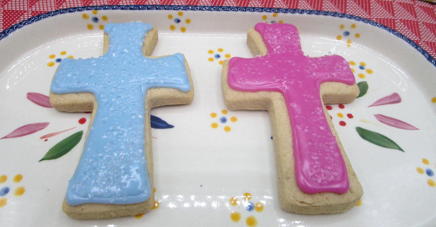 Cross Sugar Cookies, Gluten Free, Vegan, Egg Free, Dairy Free, Baptism, Communion, School Safe, Wedding, Party Favor, Blue, Pink, Nut Free