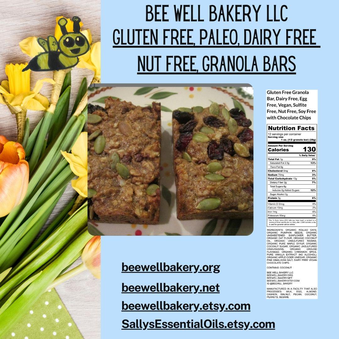 Gluten Free Granola Bars, Paleo, Dairy Free, Egg Free, Nut Free, Vegan, Trail Mix, Soft baked, Vegan, School Safe, Healthy Snack, Low Sugar