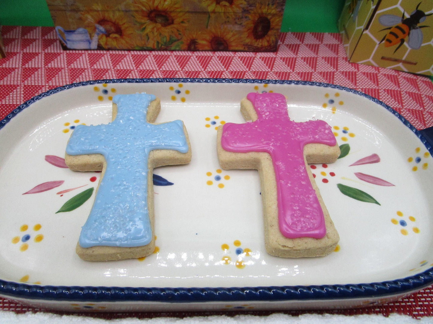 Cross Sugar Cookies, Gluten Free, Vegan, Egg Free, Dairy Free, Baptism, Communion, School Safe, Wedding, Party Favor, Blue, Pink, Nut Free