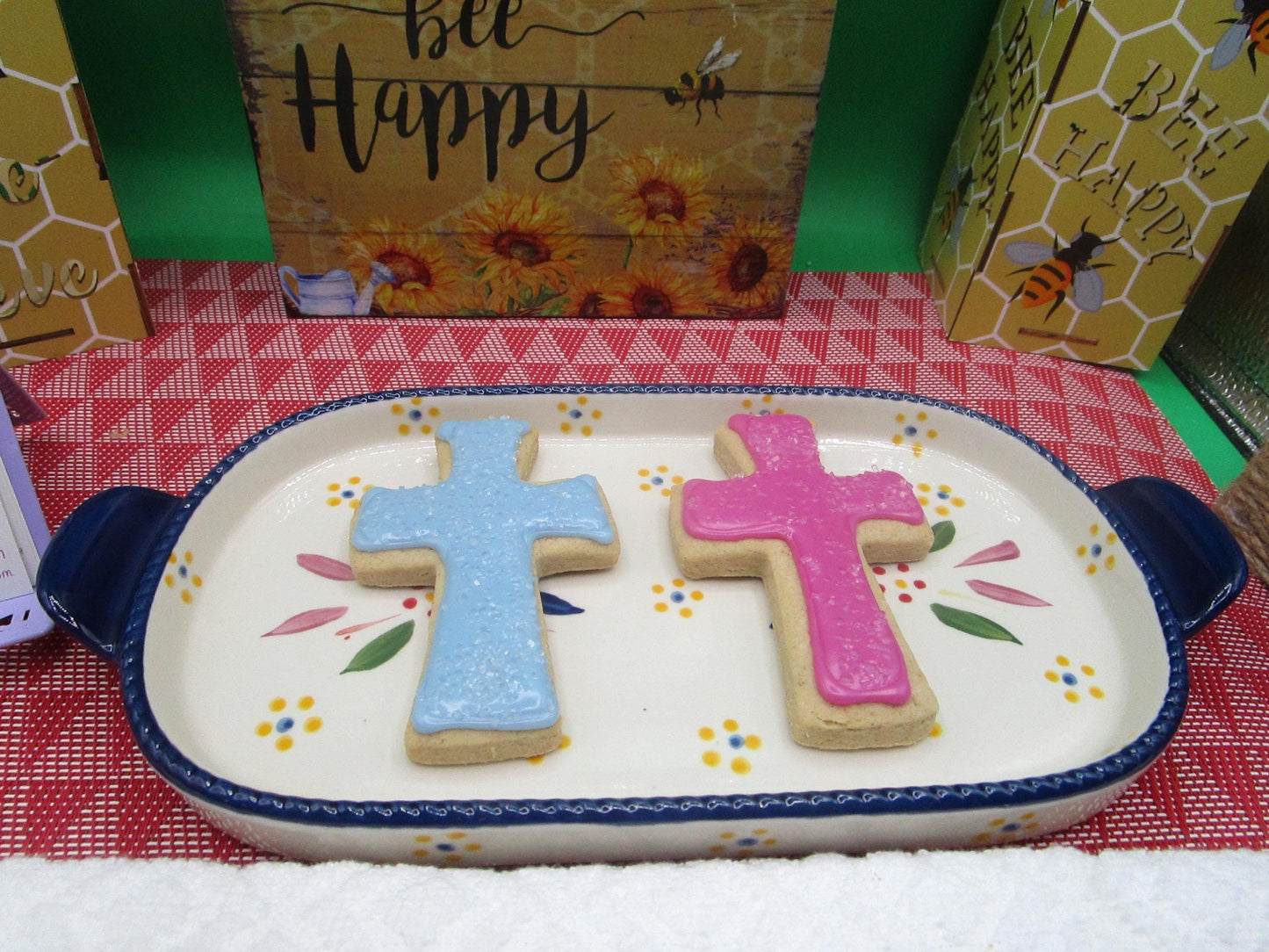 Cross Sugar Cookies, Gluten Free, Vegan, Egg Free, Dairy Free, Baptism, Communion, School Safe, Wedding, Party Favor, Blue, Pink, Nut Free