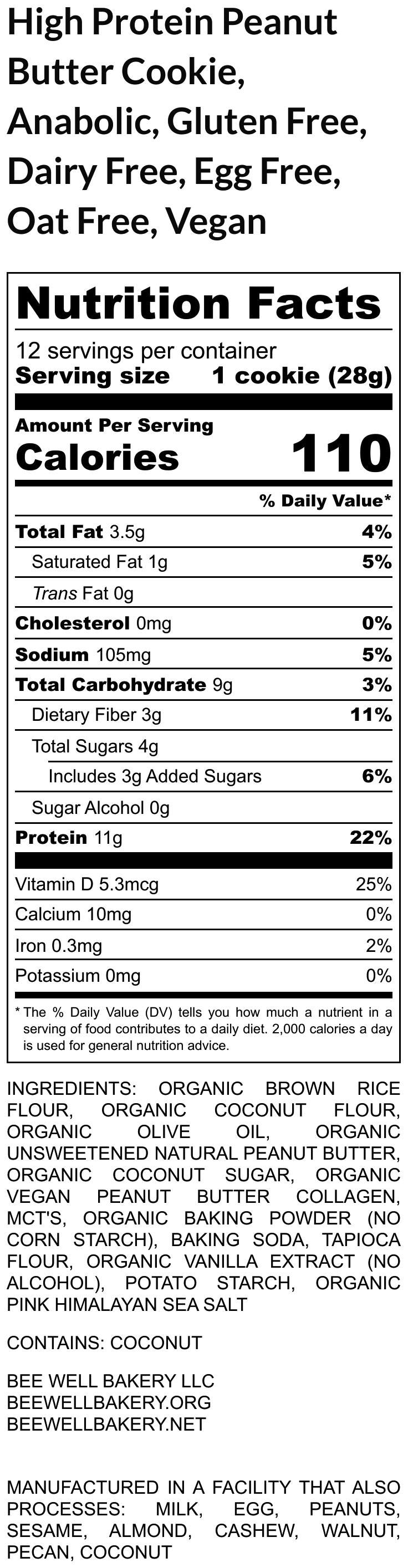 High Protein, Peanut Butter Cookies, Gluten Free, Dairy Free, Egg Free, Vegan, Organic, No refined sugar, Fitness Gifts, Low Sugar snacks