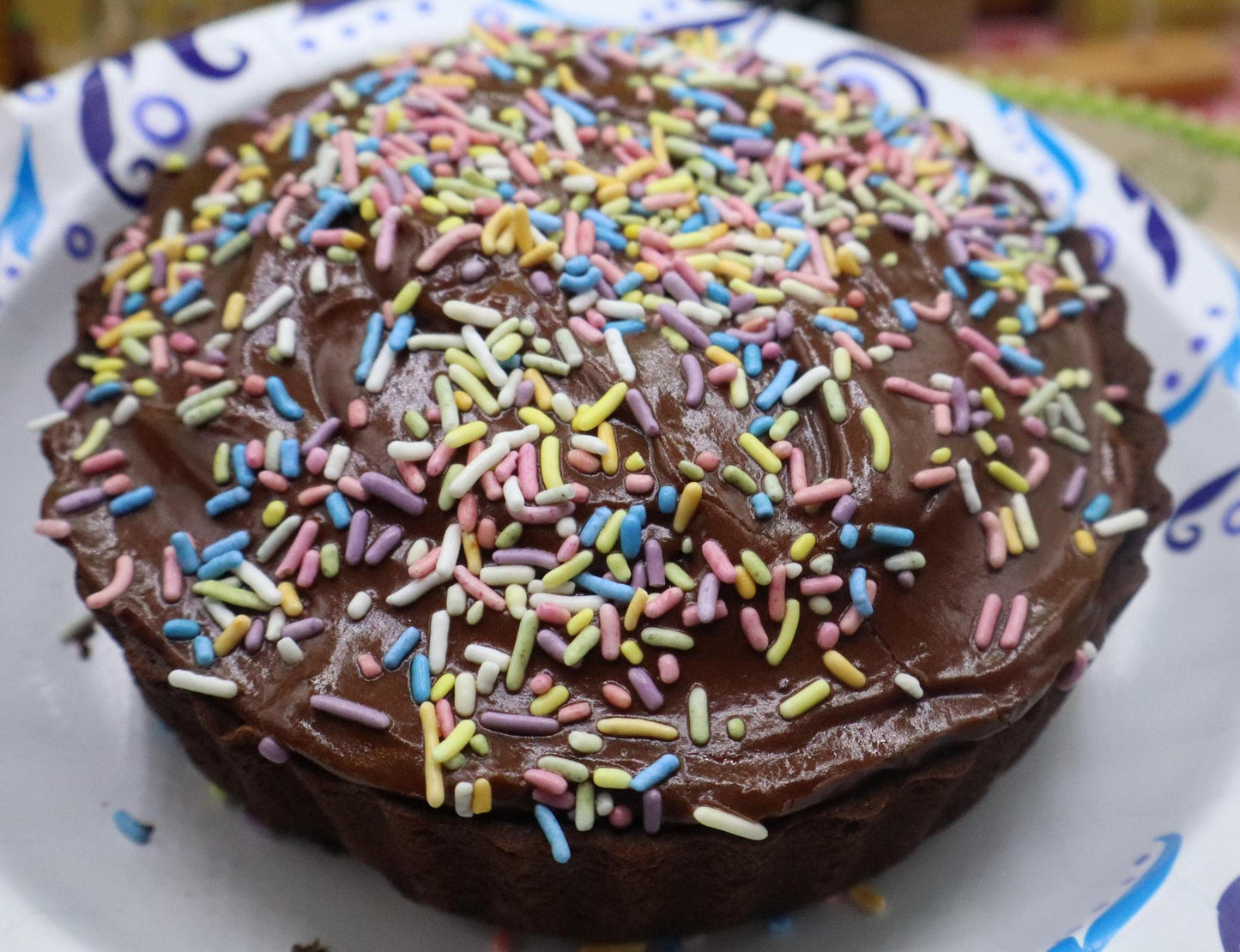 Birthday Cake, Individual 7-inch, Gluten Free, Dairy Free, No refined Sugar, Vegan, Nut Free, Soy Free, Vanilla Chocolate, Natural Sprinkles