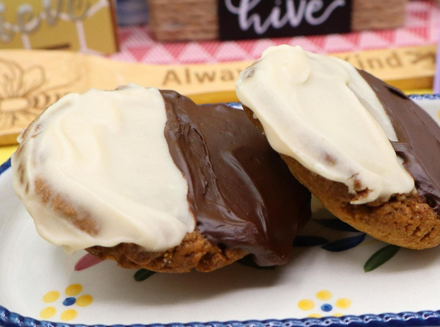 High Protein Black & White Cookies, Sugar Free, Vegan, Gluten Free, Dairy Free, Nut Free, Allergy Friendly Bakery, Fitness Gifts, Low Carb