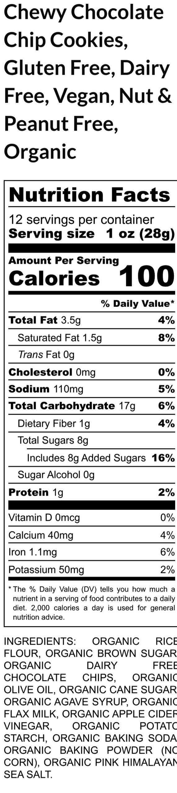 Chocolate Chip Cookies, Gluten Free, Egg Free, Dairy Free, School Safe, Peanut Free, Birthday Favor, Jumbo Size, Low Sugar, No refined sugar