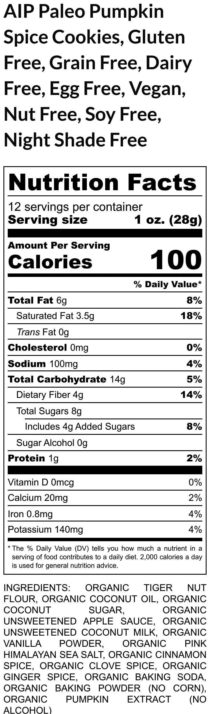 AIP Paleo, Tiger Nut, Pumpkin Spice Cookie, Grain Free, Gluten Free, Dairy Free, Vegan, Night Shade Free, Autoimmune Protocol, Reduced Sugar