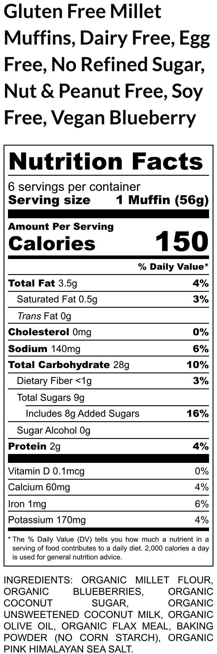 Gluten Free Millet Muffins, Dairy Free, Egg Free, Vegan, Paleo, Blueberry, Strawberry, Low FODMAP, Nut free, Healthy Snacks, Wellness Gifts