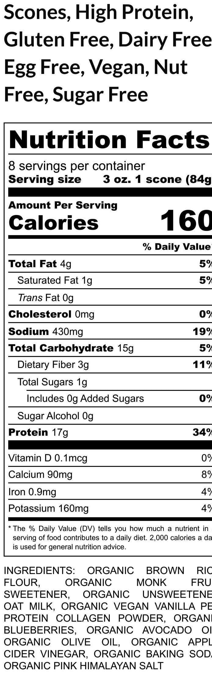 High Protein Scones, Gluten Free, Dairy Free, Sugar Fre, Vegan, Nut Free, Blueberry, Anabolic Post Work Out, New Year Brunch, Valentine Gift