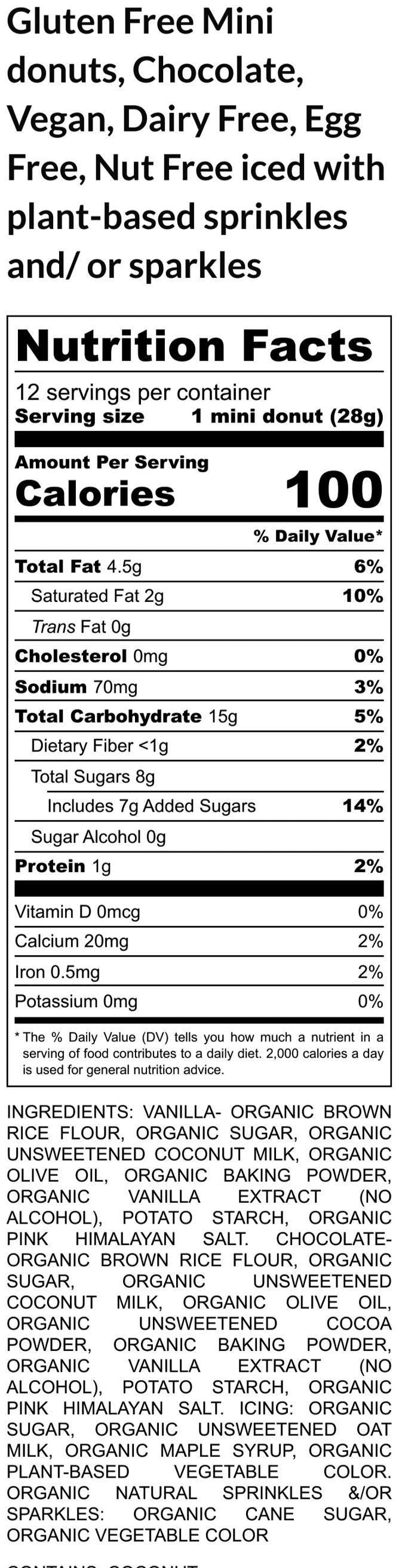 Mini Donut, Gluten Free, Egg Free, Dairy Free, Vegan, Nut Free, School Safe, Birthday, No Refine Sugar, Low Fat, Natural Color, Memorial Day