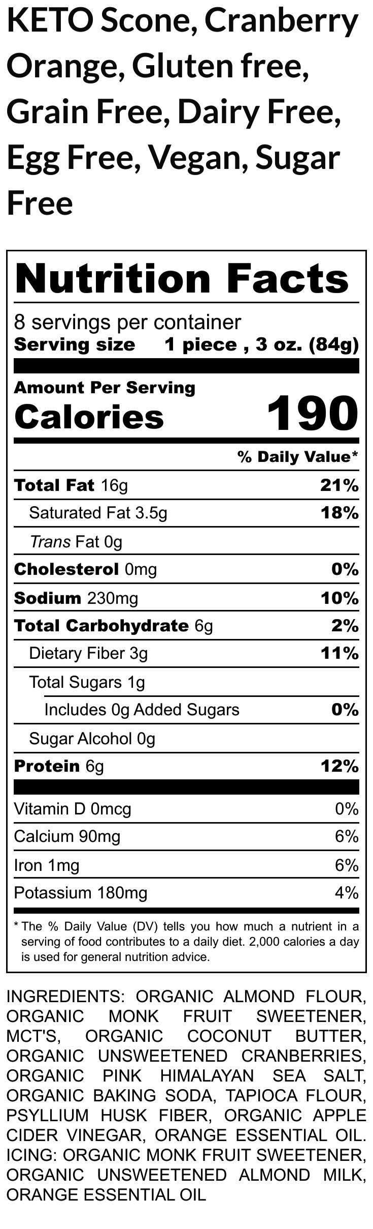 KETO, Scone, Cranberry Orange, Gluten Free, Dairy Free, Egg Free, Vegan, Sugar Free, Easter, No Erythritol, Low Net carb, Spring, Brunch