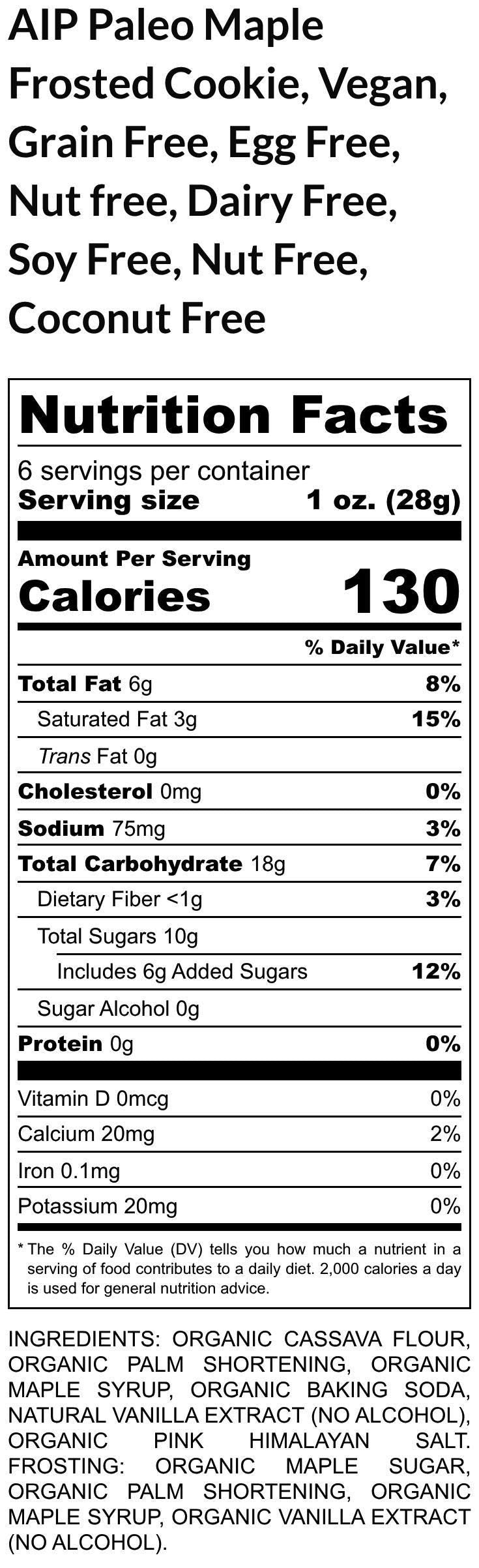 AIP Paleo, Maple Frosted Sugar Cookie, Vegan, Grain Free, Egg Free, Nut free, Dairy Free, No Refine Sugar, Autoimmune Diet, Sampler, Gift