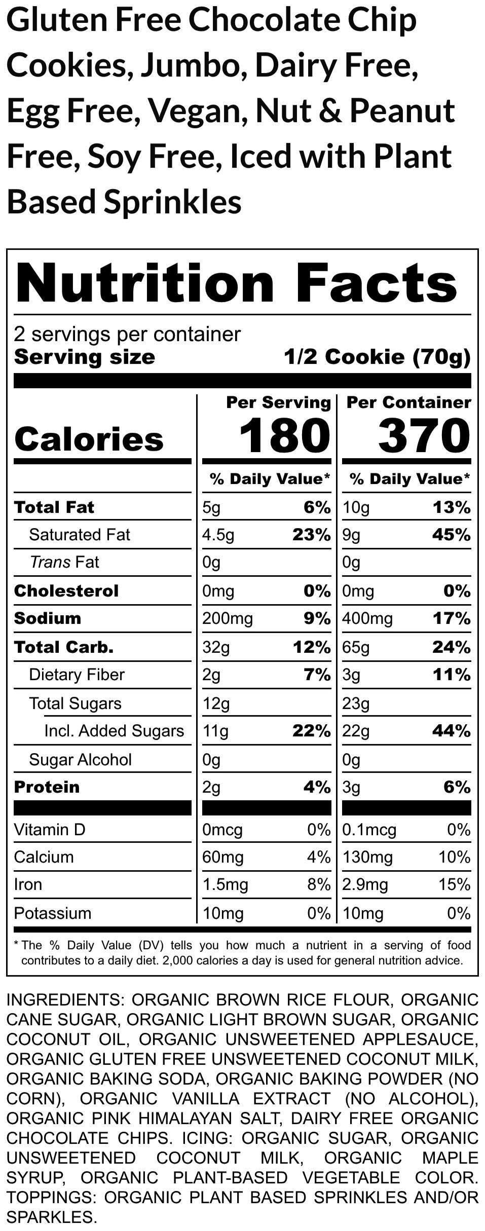 Gluten Free Chocolate Chip Cookie, Jumbo, Egg Free, Dairy Free, Birthday Favor, Carnival, Vegan, Baby Shower, School Safe, Valentine's Day