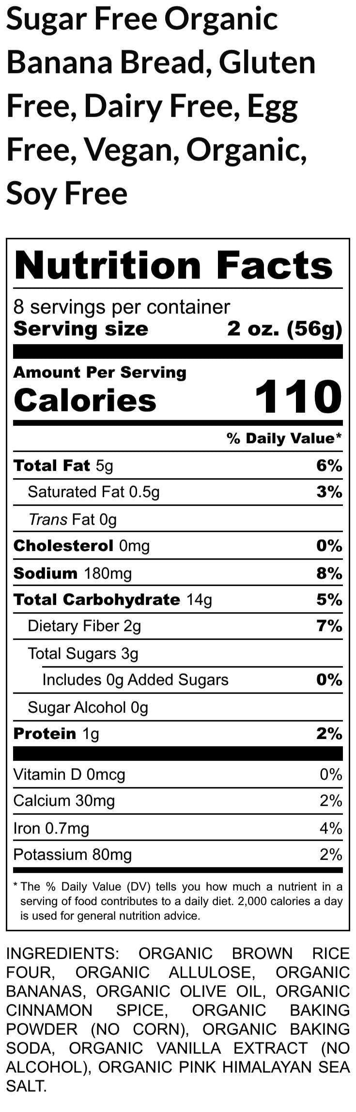 Sugar Free Banana Bread, Gluten Free, Egg Free, Dairy Free, Erythritol Free, Nut Free, No Sugar Alcohol, Low carb, New Year Diet,Low Calorie