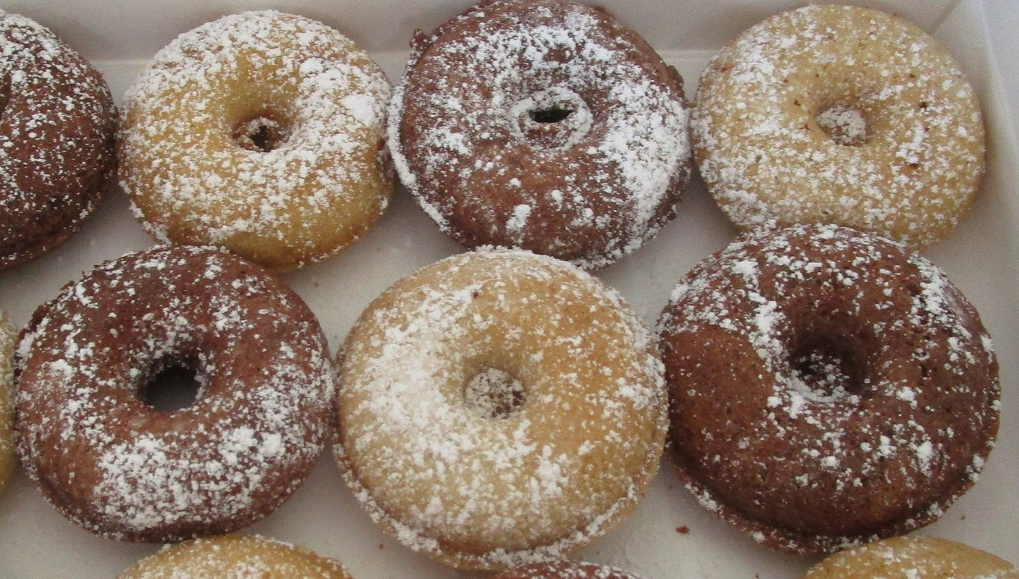 Mini Donut, Gluten Free, Dairy Free, Vegan, Egg Free, Vanilla, Chocolate, Powdered, Nut Free, School Safe, Low Calorie,Memorial Day, Low Fat