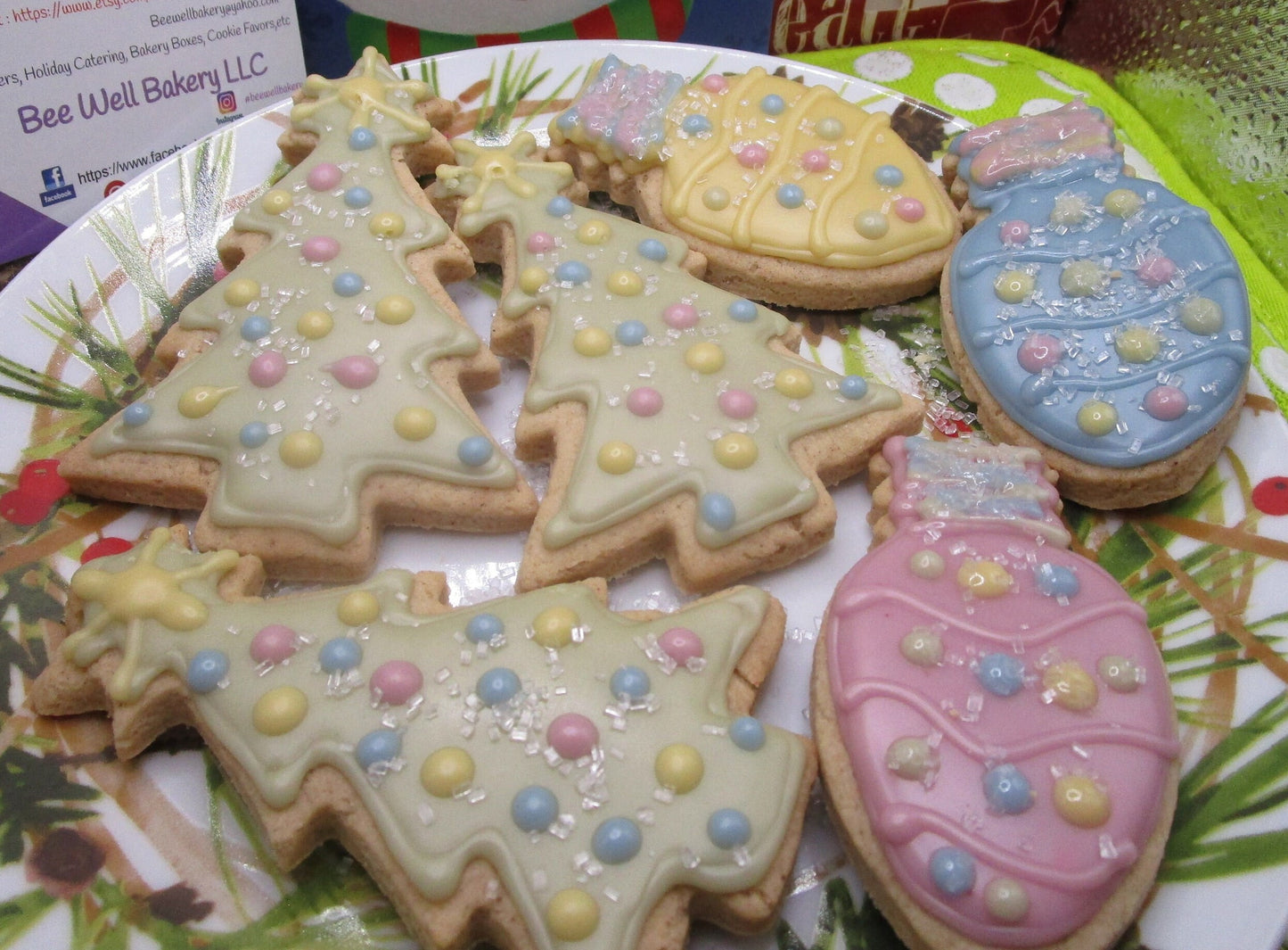 Sugar Cookies, Christmas, Gluten Free, Dairy Free, Egg Free, Nut Free, Plant Based Colors, Christmas Tree,, Holiday Party, Cookie Exchange