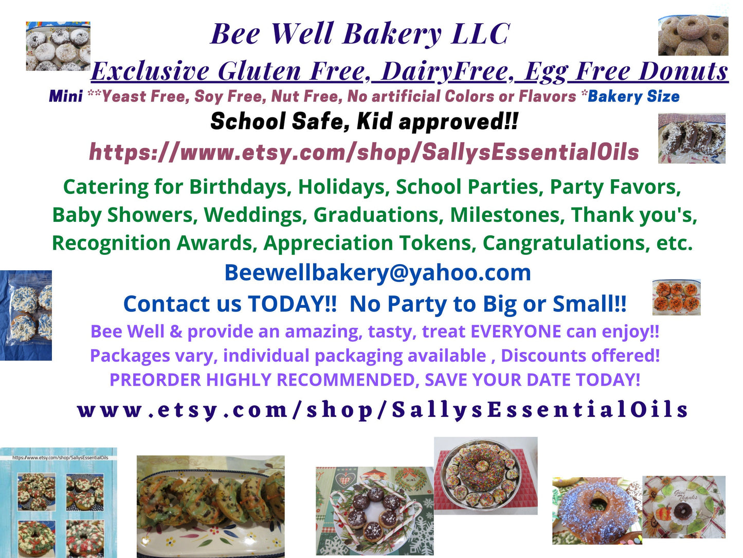 Donuts, Gluten Free, Dairy Free, Egg Free, Boy, Girl, Baby Shower, Vanilla, Chocolate, Vegan, Organic, Baby Reveal, Custom Order, Cookie Bar