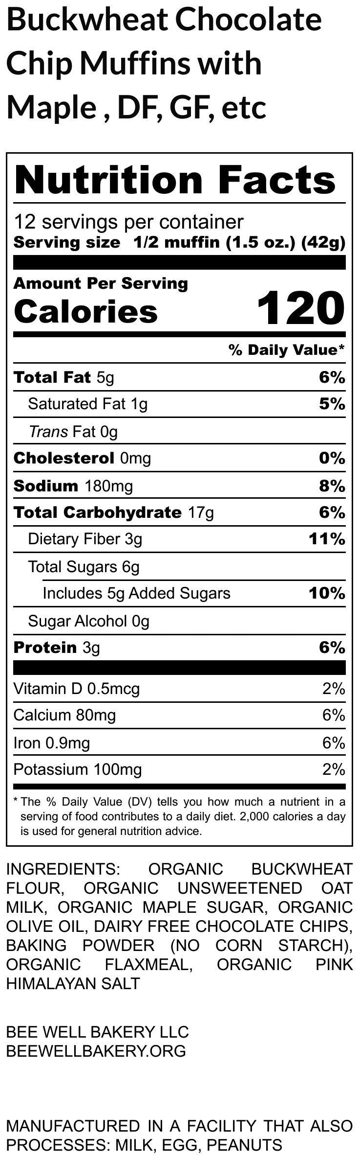 Muffins, Chocolate Chip, Gluten Free, Dairy Free, Egg Free, Vegan, Buckwheat, LOW FODMAP, No Refined Sugar, Brunch, Paleo, Coconut Free