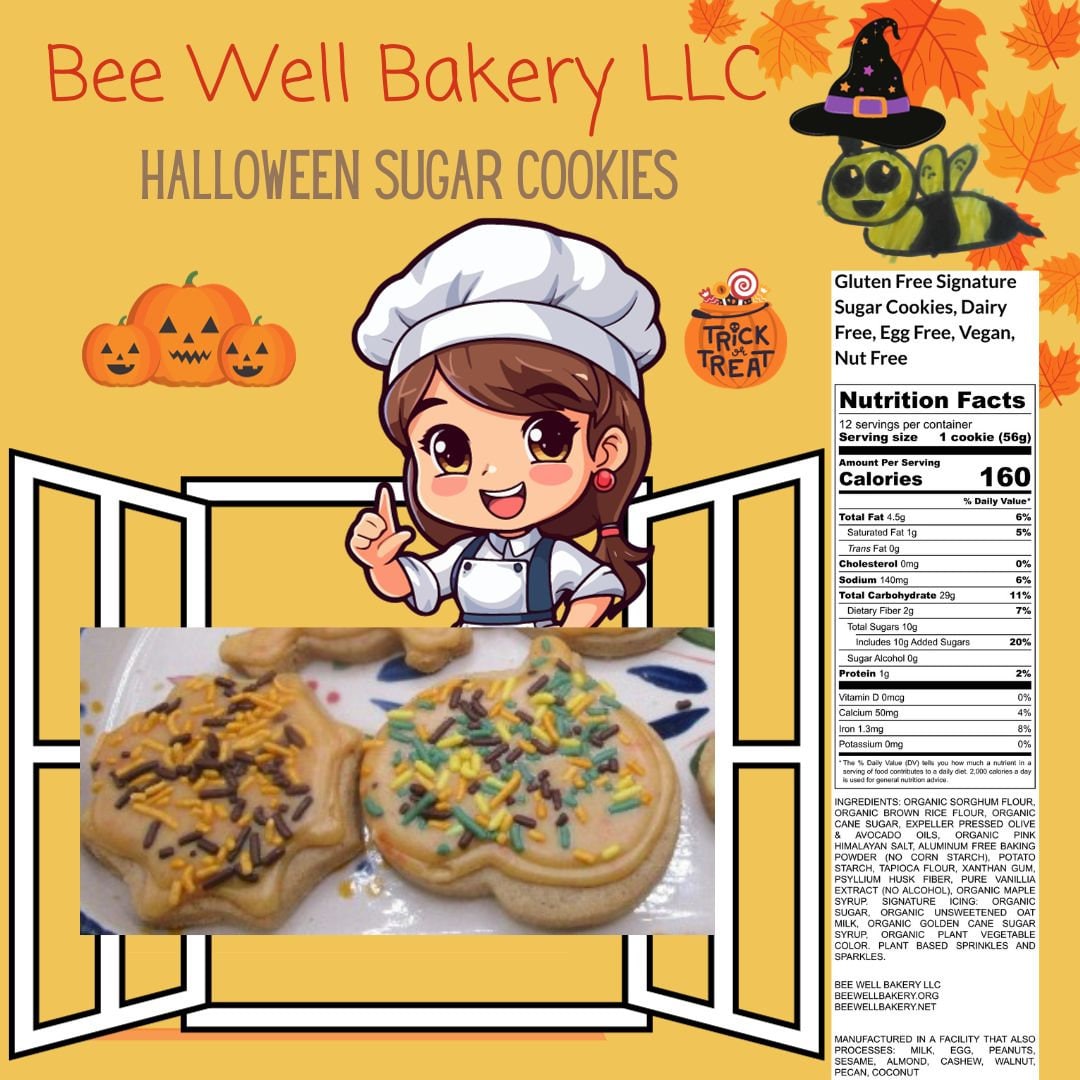 Halloween Sugar Cookies, Gluten Free, Egg Free, Dairy Free, Vegan, School Safe, Ghosts, Bats, Pumpkin, trick or treat, classroom parties,