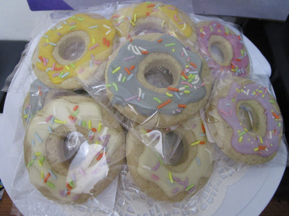 Gluten Free Iced Sugar Cookies, Dairy Free, Vegan, Peanut Free, Egg Free, Donut Party, Birthday Gift, School Safe snack, Custom Cookie Order