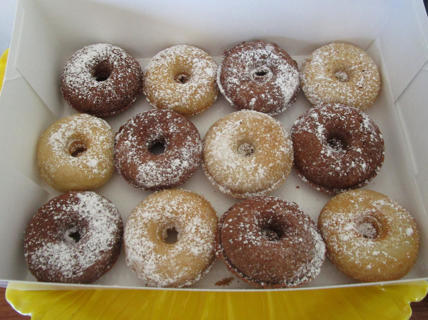 Gluten Free Mini Donuts, Powdered, Dairy Free, Vegan, Vanilla Chocolate, Peanut Free, School Munchkins, Class party Snacks, Easter, Spring