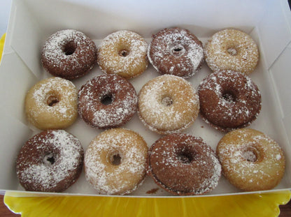 Gluten Free Mini Donuts, Powdered, Dairy Free, Vegan, Vanilla Chocolate, Peanut Free, School Munchkins, Class party Snacks, Easter, Spring