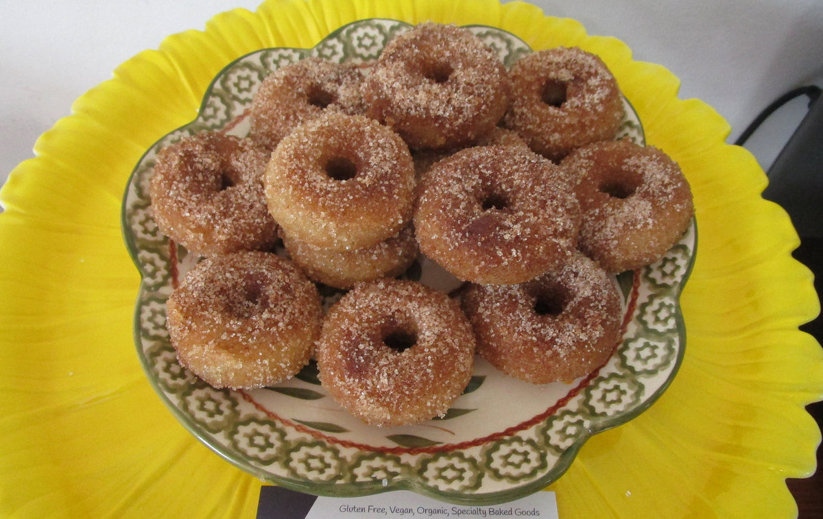 Gluten Free Mini Donuts, Dairy Free, Cinnamon Sugar French Toast, Vegan, Egg Free, Nut Free, allergy friendly snacks, Thanksgiving treats