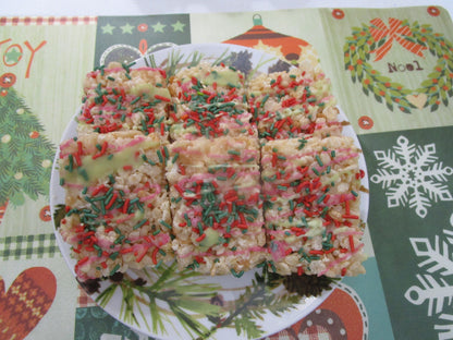 Gluten Free Rice Crispy Treats, Dairy Free, Vegan, Natural Sprinkles, Peanut Free, School Safe snacks, Valentine Exchanges, Easter Basket