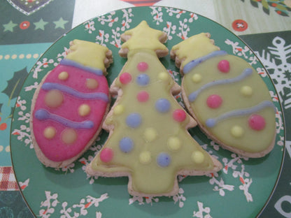 Gluten Free Iced Sugar Cookies, Christmas Tree and Holiday Lights, Dairy Free, Egg Free, Vegan, Nut Free, Cookie Exchange, School Safe Treat