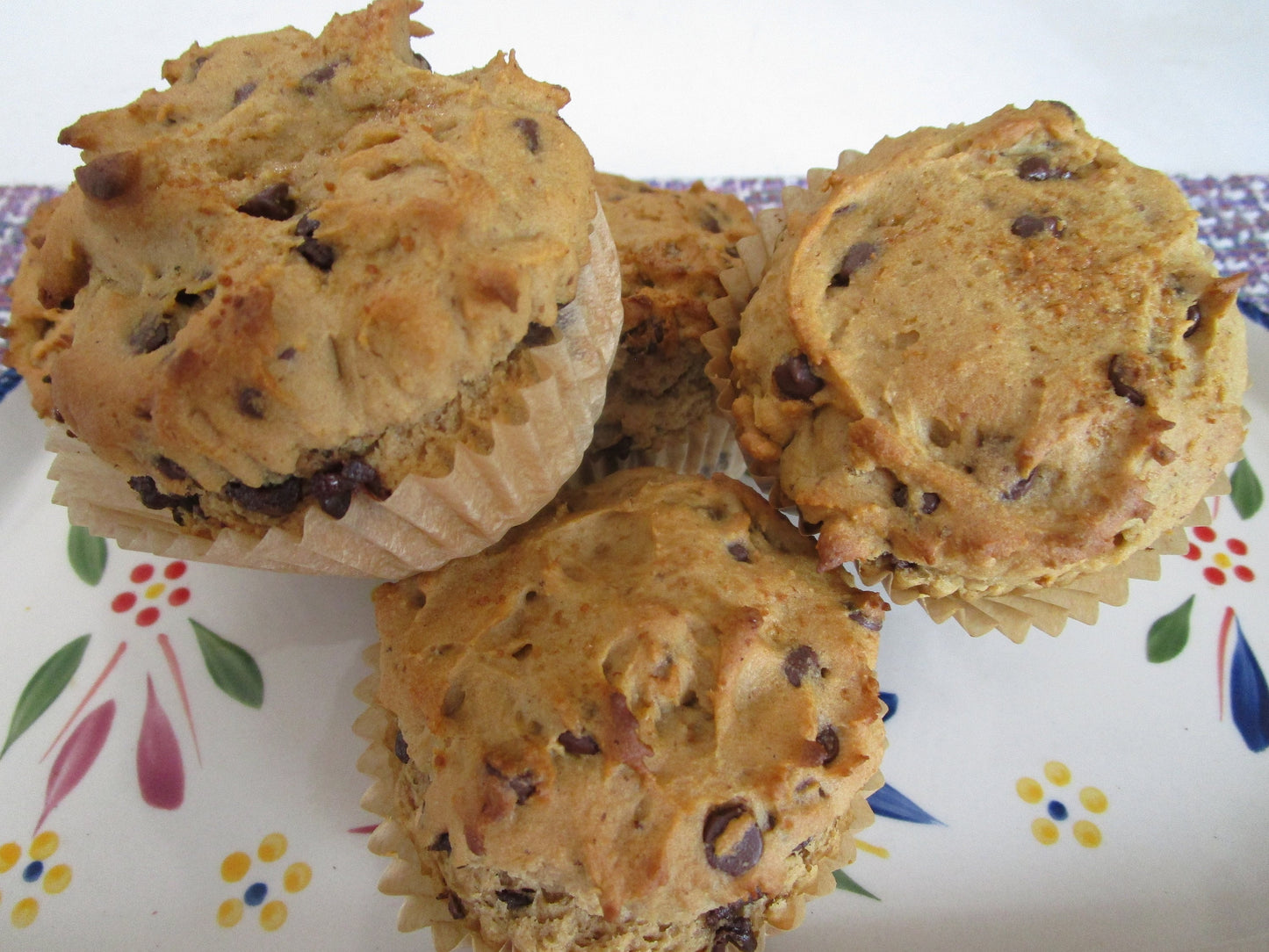 Gluten Free Chocolate Chip Muffins, Dairy Free, Vegan, Nut Free, Low Sugar Breakfast, Low Fat snacks, July 4th Brunch, School Safe, Birthday
