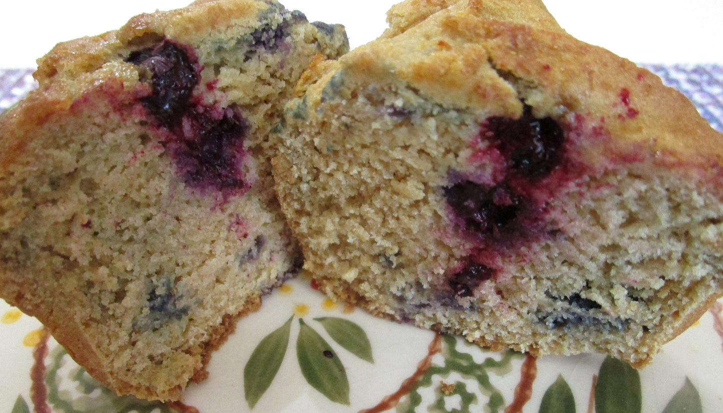 Gluten Free Blueberry Muffins, Dairy Free, Egg Free, Vegan, Nut Free, Low-Fat snacks, Wellness gifts, Holiday Breakfast, Coconut Sugar snack