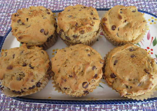 Gluten Free Chocolate Chip Muffins, Dairy Free, Vegan, Nut Free, Low Sugar Breakfast, Low Fat snacks, Easter Brunch, School Safe, Birthday