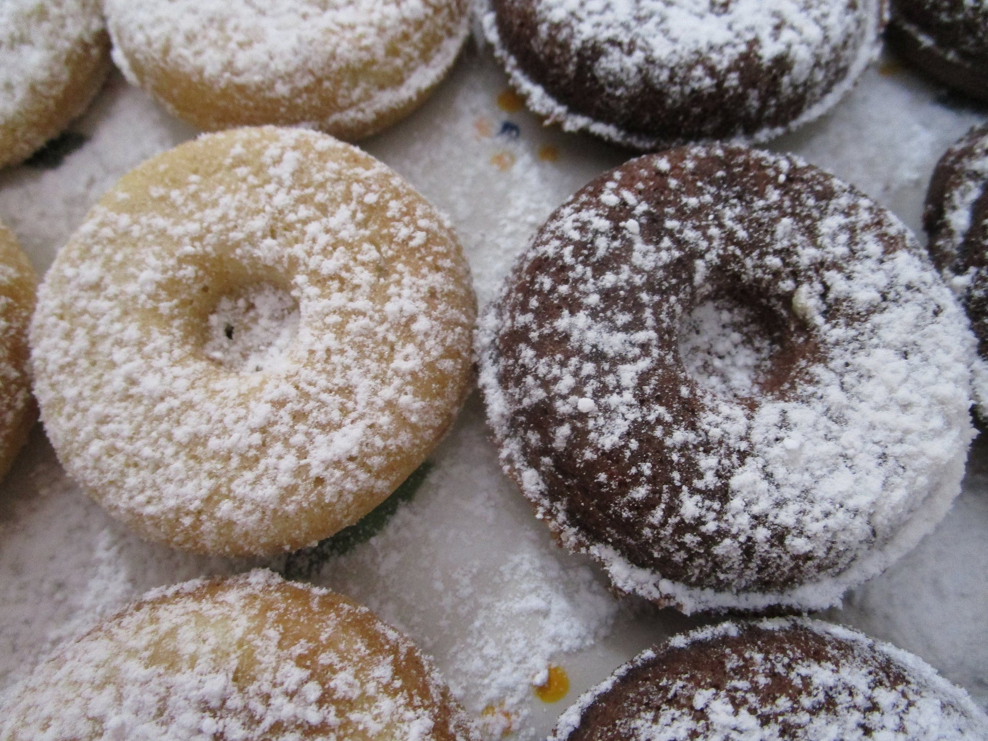 Gluten Free Mini Powdered Donuts, Sugar Free, Dairy Free, Vegan, Egg Free, Nut & Peanut Free, Vanilla, Chocolate, Valentine's Day Treats