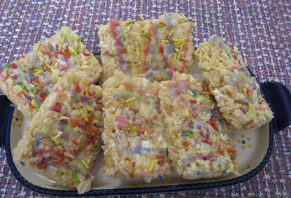 Gluten Free Rice Crispy Treats, Dairy Free, Vegan, Natural Sprinkles, Peanut Free, School Safe snacks, Easter Party Sweets, Birthday Gift