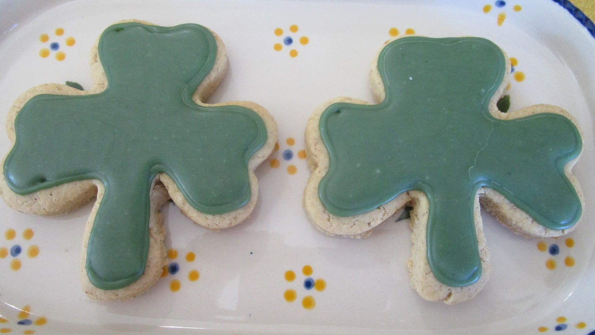 Gluten Free Sugar Cookie, Clover, Shamrock, Dairy Free, Nut Free, Vegan, Saint Patrick's Day, Leprechaun Gifts, Natural Colors, School Safe