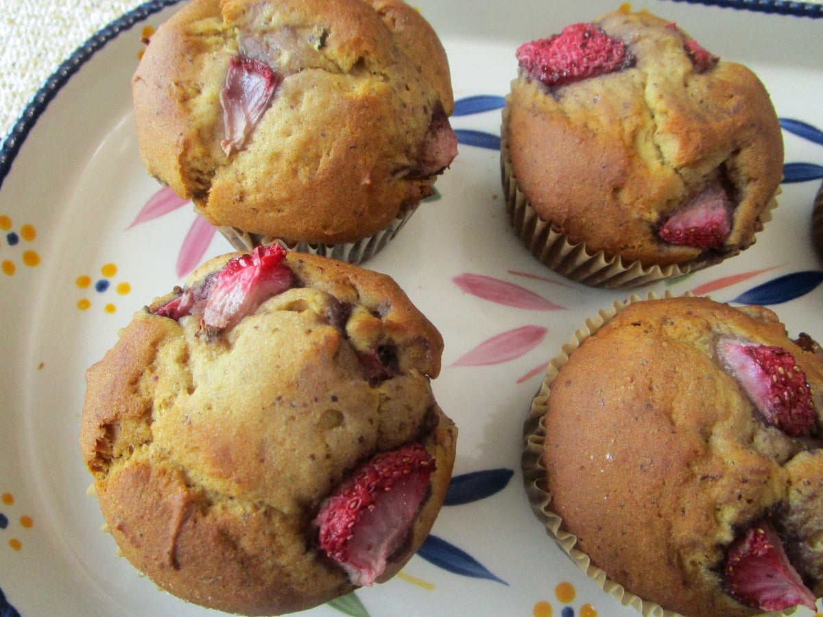 Gluten Free Muffin, Egg Free, Dairy Free, Oat Free, Nut Free, Vegan, No Refined Sugar, Organic, Blueberry, Strawberry, Brunch, Healthy snack