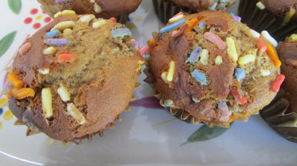 Gluten Free Mini Muffins, Funfetti Chocolate Chip, Dairy Free, Egg Free, Nut Free, School Safe, Two Bite, Low Fat Snacks, Natural Sprinkle