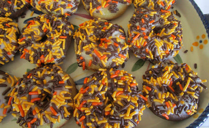 Gluten Free Mini Donuts, Dairy Free, Vegan School Safe Treats, Frosted w/Natural Sprinkles, Nut Free, Easter Party Snacks, Birthday Gifts