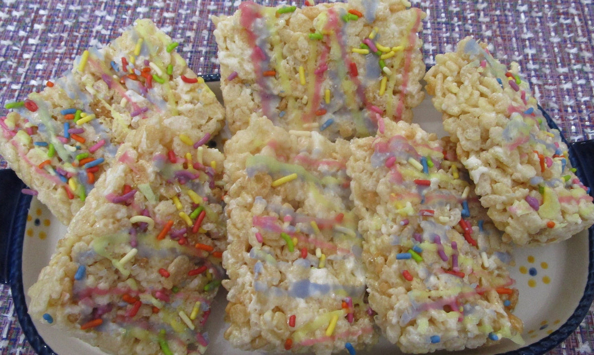 Gluten Free Vegan Rice Crispy Treat: Dairy Free Snack Bar, Soy Fee, Peanut Free, Natural Sprinkles, Birthday Treat, Easter, Saint Patrick's