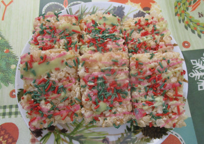 Gluten Free Vegan Rice Crispy Treat: Dairy Free Snack Bar, Soy Fee, Peanut Free, Natural Sprinkles, Birthday Treat, Easter, Saint Patrick's