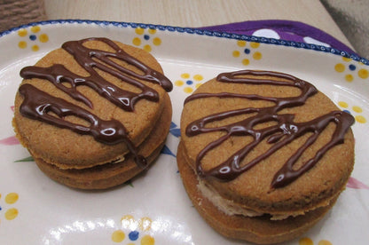 Cookie Sandwiches, Gluten Free, Dairy Free, Egg Free, No Refined Sugar, Vegan, Maple Cream, Chocolate Icing, School Safe, Food Holiday Gift