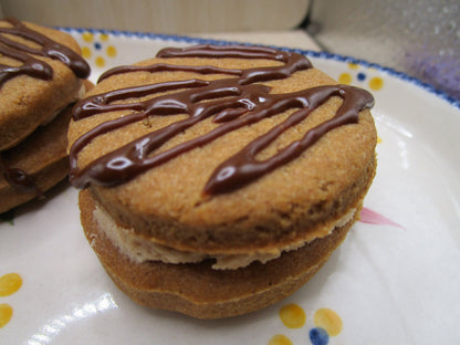 Cookie Sandwiches, Gluten Free, Dairy Free, Egg Free, No Refined Sugar, Vegan, Maple Cream, Chocolate Icing, School Safe, Food Holiday Gift
