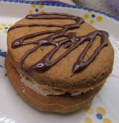 Cookie Sandwiches, Gluten Free, Dairy Free, Egg Free, No Refined Sugar, Vegan, Maple Cream, Chocolate Icing, School Safe, Food Holiday Gift